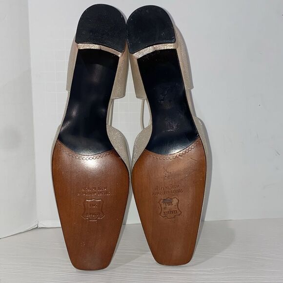 Stuart Weitzman Tubex Oyster Sparkle Lame Rhinestone Trim Shoes Size 8 - Picture 7 of 15